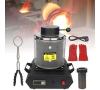 JMOUZHG Kit de Horno de fusión de Oro eléctrico, fundidor de Metal de Calentamiento por inducción Digital de 2 kg con Grafito Plateado Resistente de 1400 W