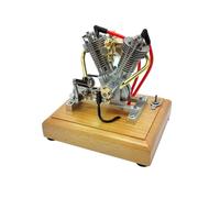 JMOUZHG Kits de Modelos de Locomotora de Vapor Retro, Motor en Miniatura V-Twin de 4 Tiempos con Arranque a Patada para exhibición de experimentos de Ciencias físicas (H08)