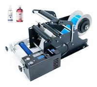 JMOUZHG Máquina etiquetadora de botellas redondas semiautomática, máquina de etiquetado de calcomanías 30 veces/minuto aplicador para redondo, 15-120 mm de diámetro