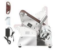 JMOUZHG Mini lijadora de Banda, pulidora eléctrica, Acero Inoxidable Ajustable a 90° para Bricolaje, Madera, acrílico, Metal, Resina