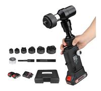 JMOUZHG Perforadora hidráulica, con Alivio de presión automático, 6 Matrices (Φ22-60 mm), batería de 21 V y 2 x 2500 mAh, Perforadora de Metal inalámbrica.