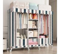 JMOZHCD Armario de Lona, Armario portátil, Perchero para Ropa, Perchero para Almacenamiento de Ropa, Gran Capacidad, Estructura metálica, con Rodillos, móvil (D 160x45x170cm)