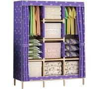 JMOZHCD Armario, Perchero de Lona portátil con Barra para Colgar, Estante, Dormitorio, Sala de Estar, Perchero de Almacenamiento (E 130X45X170cm)