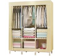 JMOZHCD Armario portátil Armario de Tela Puerta de Armario Plegable, Armario con Efecto de Lona ensamblado Estante de Almacenamiento de Ropa de Tela Simple Percha de Tela (E 126 * 170 * 45cm)