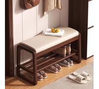 JMOZHCD Banco de Almacenamiento de Entrada con cojín en Pulgadas, Banco Zapatero de 2 Niveles, Bancos de Comedor con Asiento Acolchado y Patas de Madera Maciza (31x12x17 Inch)