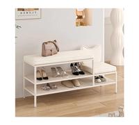 JMOZHCD Banco de Almacenamiento de Entrada para Zapatos, Banco Acolchado con Estante de Malla, Zapatero para Pasillo (White 100 * 30 * 45cm)