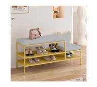 JMOZHCD Banco de Almacenamiento de Entrada para Zapatos, Banco Acolchado con Estante de Malla, Zapatero para Pasillo (Gold 100 * 30 * 45cm)