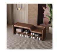 JMOZHCD Banco de Almacenamiento para Zapatos de Entrada, Banco con Asiento tapizado de Cuero, Banco para Zapatos para Padres e Hijos, instalación (Brown 160 * 38 * 44cm)