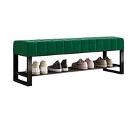 JMOZHCD Banco de Entrada con Almacenamiento de Zapatos, Banco Estrecho para Zapatos con cojín de Terciopelo, Organizador de Zapatos de Metal (Green 80cm)