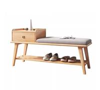 JMOZHCD Banco Zapatero para Dormitorio, Banco de Entrada con Almacenamiento y Asientos para Zapatos, Organizador de Almacenamiento de Zapatos de Madera Maciza, Estante para Zapatos Resistente (Wood)