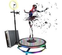 JMOZHCD Cabina de Fotos de 360 Grados, Soporte de cámara Ajustable Giratorio de Movimiento Lento automático, Plataforma para Selfie con Anillo de luz, vídeo Giratorio para Fiesta (68cm)