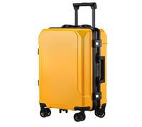 JMOZHCD Equipaje de Viaje Maleta de Moda Marco de Aluminio Maleta de embarque para Hombres y Mujeres (Yellow(Black Border) 28)