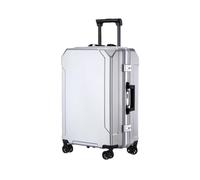 JMOZHCD Equipaje de Viaje Maleta de Moda Marco de Aluminio Maleta de embarque para Hombres y Mujeres (Silver(White Border) 28)
