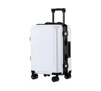 JMOZHCD Equipaje de Viaje Maleta de Moda Marco de Aluminio Maleta de embarque para Hombres y Mujeres (White(Black Border) 28)