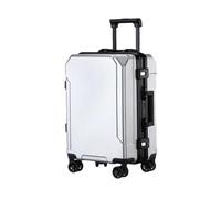 JMOZHCD Equipaje de Viaje Maleta de Moda Marco de Aluminio Maleta de embarque para Hombres y Mujeres (Silver(Black Border) 26)