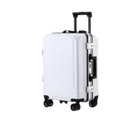 JMOZHCD Equipaje de Viaje Maleta de Moda Marco de Aluminio Maleta de embarque para Hombres y Mujeres (White(White Border) 24)
