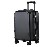JMOZHCD Equipaje de Viaje Maleta de Moda Marco de Aluminio Maleta de embarque para Hombres y Mujeres (Black(Black Border) 24)