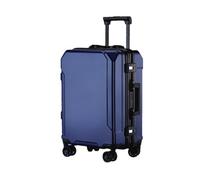 JMOZHCD Equipaje de Viaje Maleta de Moda Marco de Aluminio Maleta de embarque para Hombres y Mujeres (Blue(Black Border) 24)