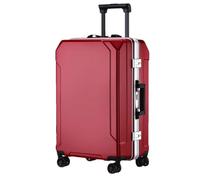 JMOZHCD Equipaje de Viaje Maleta Elegante Marco de Aluminio Maleta con Ruedas Equipaje de Cabina pequeño (Red(White Border) 22)