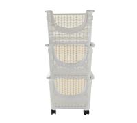 JMOZHCD Estante de Almacenamiento de Cocina Contenedores de Almacenamiento rodantes apilables de 3 Niveles, plástico, Carrito de Servicio Blanco, Bandeja extraíble,