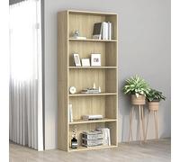 JMOZHCD Librería de 5 Capas de Madera de ingeniería, estantería Independiente para Sala de Estar, hogar, Muebles de Oficina para Almacenamiento de DVD, Libros