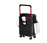 JMOZHCD Maleta con asa Ancha, Equipaje de Mano con portavasos, Equipaje rodante de embarque, Caja de almacenaje para Acampada (Black 24)