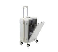 JMOZHCD Maleta de Viaje con Apertura Frontal, Caja con contraseña, Equipaje, Cubierta de Carrito, Equipaje de Mano con Ruedas (White 24)