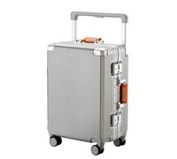 JMOZHCD Maleta de Viaje de Gran Capacidad con asa de Cuero y Banda Ancha, Maleta de Mano con Ruedas silenciosas (Silver 24 Inch)