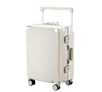 JMOZHCD Maleta de Viaje de Gran Capacidad con asa de Cuero y Banda Ancha, Maleta de Mano con Ruedas silenciosas (White 26 Inch)