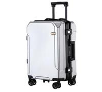JMOZHCD Maleta de Viaje Maleta de Moda Marco de Aluminio Maleta con Ruedas Maleta de Cabina para Hombres y Mujeres (Silver(Black Border) 28)