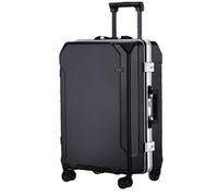 JMOZHCD Maleta de Viaje Maleta de Moda Marco de Aluminio Maleta con Ruedas Maleta de Cabina para Hombres y Mujeres (Black(White Border) 28)