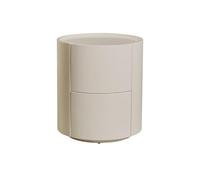 JMOZHCD Mesita de Noche Circular de Madera Maciza con 2 cajones, mesita de Noche Elegante y práctica para Dormitorio y Sala de Estar (Cream White 40x46cm)