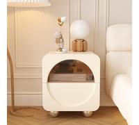 JMOZHCD Mesita de Noche de Cuero con 2 cajones: una mesita de Noche Elegante Que Puede almacenar gabinetes de Almacenamiento en el Dormitorio y la Sala de Estar (Off White)