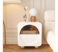 JMOZHCD Mesita de Noche de Cuero con 2 cajones: una mesita de Noche Elegante Que Puede almacenar gabinetes de Almacenamiento en el Dormitorio y la Sala de Estar (White 45 cm/18 in)