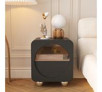 JMOZHCD Mesita de Noche de Cuero con 2 cajones: una mesita de Noche Elegante Que Puede almacenar gabinetes de Almacenamiento en el Dormitorio y la Sala de Estar (Black 30 cm/12 in)