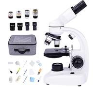 JMOZHCD Microscopio Binocular, microscopio Binocular estéreo biológico Binocular, Filtro de iluminación Dual, Enfoque Dual/Etapa mecánica