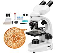 JMOZHCD Microscopio biológico Binocular LED, microscopio Digital 40x-1600x - Iluminación Dual/Enfoque Dual/Etapa mecánica, inclinación de -45° (110v)