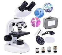 JMOZHCD Microscopio Compuesto Binocular - Juego de portaobjetos/bolsa/30 adaptadores de Muestra/Microscopio biológico Potente móvil para Laboratorio Escolar (20000X)