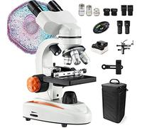 JMOZHCD Microscopio de Laboratorio Compuesto Binocular 40x-2000x con oculares 10x 25x, Platina mecánica de Doble Capa e iluminación LED Dual