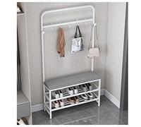 JMOZHCD Perchero para Ropa con Banco de Zapatos, árbol de Pasillo 3 en 1 para Entrada, Zapatero Multifuncional para Pasillo, Soporte Organizador para Armario (White 100Cm)