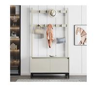 JMOZHCD Perchero Soporte para Perchero, Estante para Ropa 3 en 1, Banco para Zapatos, Organizador portátil para Almacenamiento de Bufandas y Paraguas para Bolsos y Sombreros (Ivory 68x35x172CM)