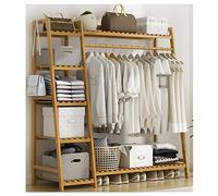 JMOZHCD Riel para Ropa, Banco para Zapatos, Perchero, Perchero, estantes para Ropa, Estante de bambú para Colgar Ropa, Estante Resistente (Wood Color 130 * 40 * 140cm)