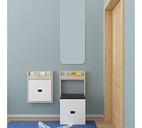 JMOZHCD Silla Plegable montada en la Pared, Taburete para Cambiar Zapatos de Entrada, Asiento Plegable para Banco de Ducha, Silla Plegable Oculta para Porche doméstico (White)