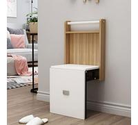 JMOZHCD Taburete Plegable para Cambiar Zapatos, Silla Plegable montada en la Pared, Taburete para Cambiar Zapatos con reposabrazos (Solid Wood with White)