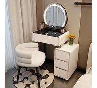 JMOZHCD Tocador con Espejo y Taburete, tocador, Almacenamiento de cosméticos, gabinete de Almacenamiento para tocador de Dormitorio, Taburete para Sala de Estar (A 80cm)