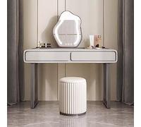 JMOZHCD Tocador, Juego de Mesa de Maquillaje, Muebles de gabinete de Almacenamiento de cosméticos, Mesa de Maquillaje Moderna con Taburete, Espejo, Juego de Dormitorio (A 80CM)