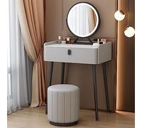 JMOZHCD Tocador, Mesa de Maquillaje, Tocador de Cosméticos, Tocador Moderno con Taburete, Cajón, Espejo, Juego de Dormitorio (Light Grey 60cm)