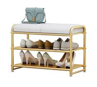 JMOZHCD Zapatero de Entrada con Asiento Acolchado, Banco de Zapatos para Entrada, Banco de Almacenamiento de 2 estantes con Tapa de Piel sintética (White 70cm)