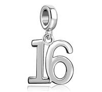 JMQJewelry 16 18 21 50 th Lucky Milestone Number Happy Birthday Gift - Abalorio para pulsera, para mujer, niña, hombre, joyería