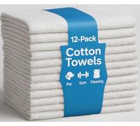 JMR - Paquete de 12 toallas de baño de algodón de 22 x 44 pulgadas, multiusos, para uso comercial y doméstico, suaves, ligeras, súper absorbentes, de secado rápido, piscina, gimnasio o spa (blanco, 22